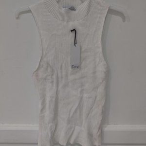 SOILED Dex Clothing Women's Ribbed Knit Tank Top White Size L $60 2A043